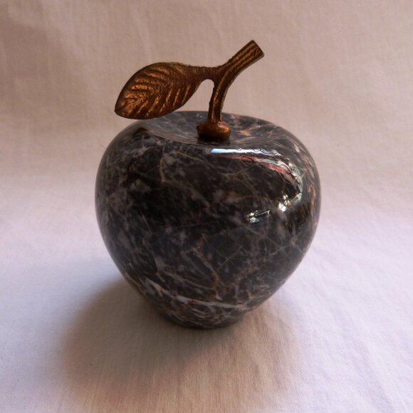 Apple Shaped Marble Table Clock Paperweight Home Decor Figurine - Picture 5 of 8